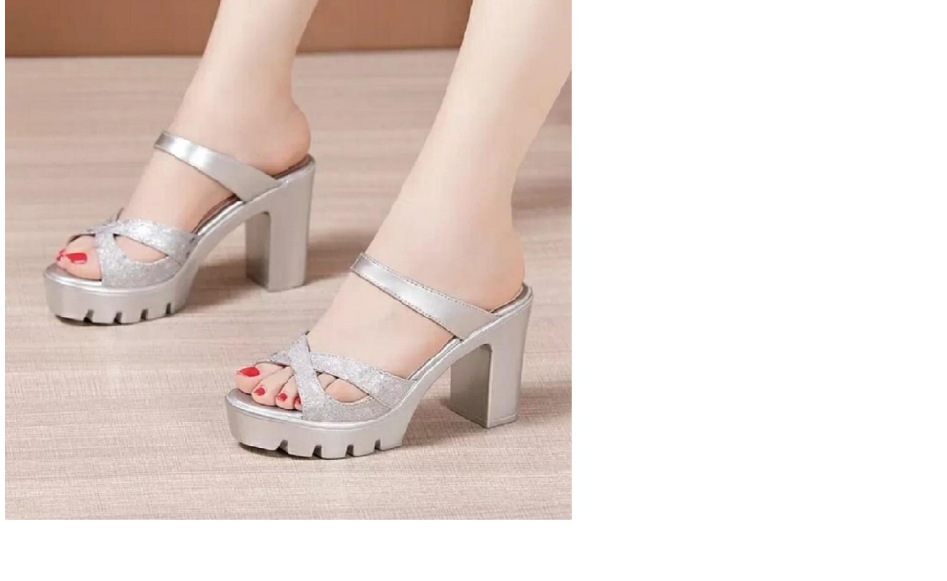Dép cao gót đế đúc kim tuyến