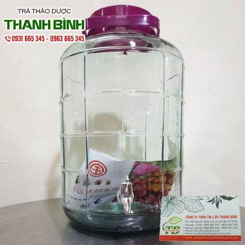 Bình Ngâm Sâm Thủy Tinh Nắp Tím 16 Lít - Hũ Ngâm Sâm 16 Lít