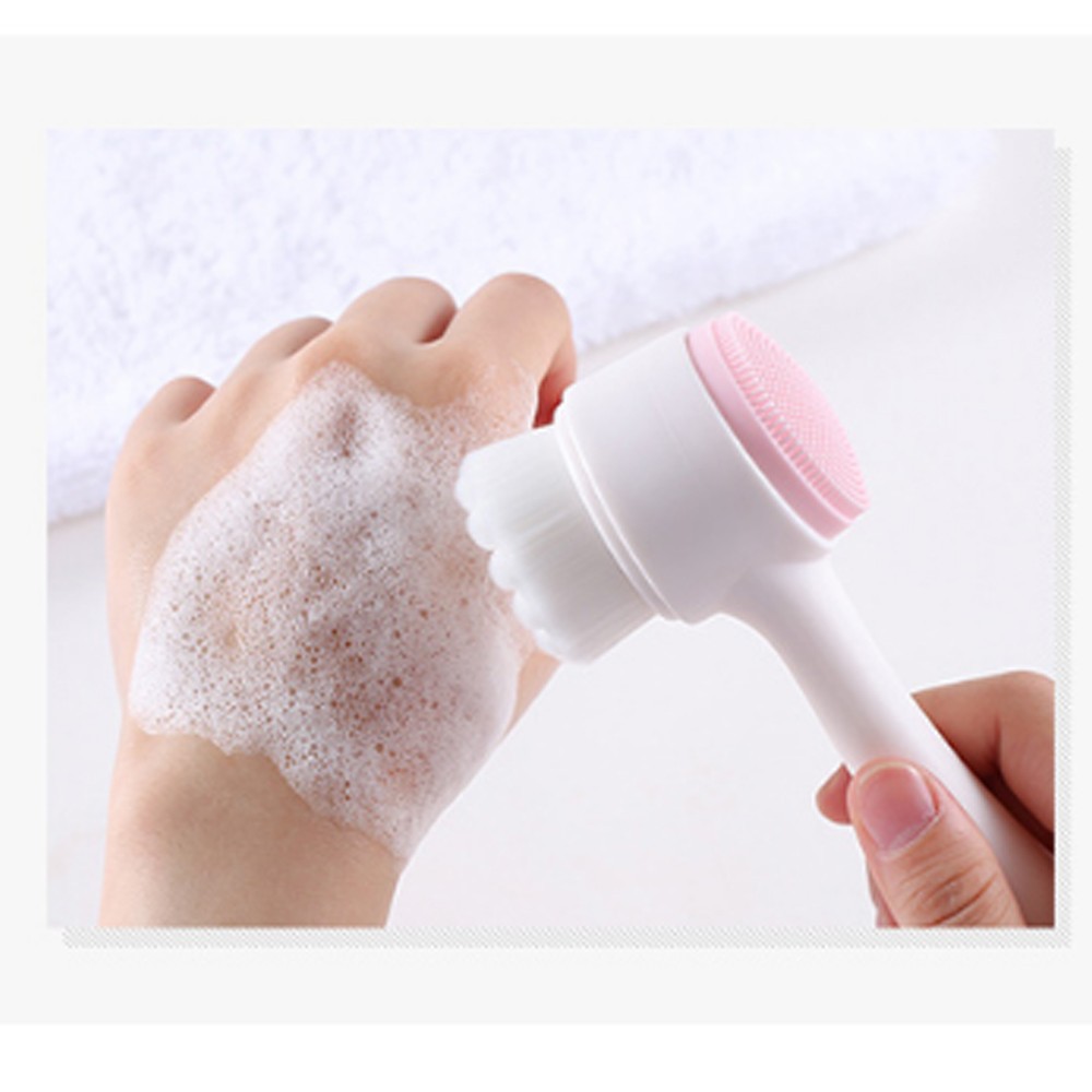 Dụng cụ cọ rửa mặt massage 3D, 2 đầu cầm tay