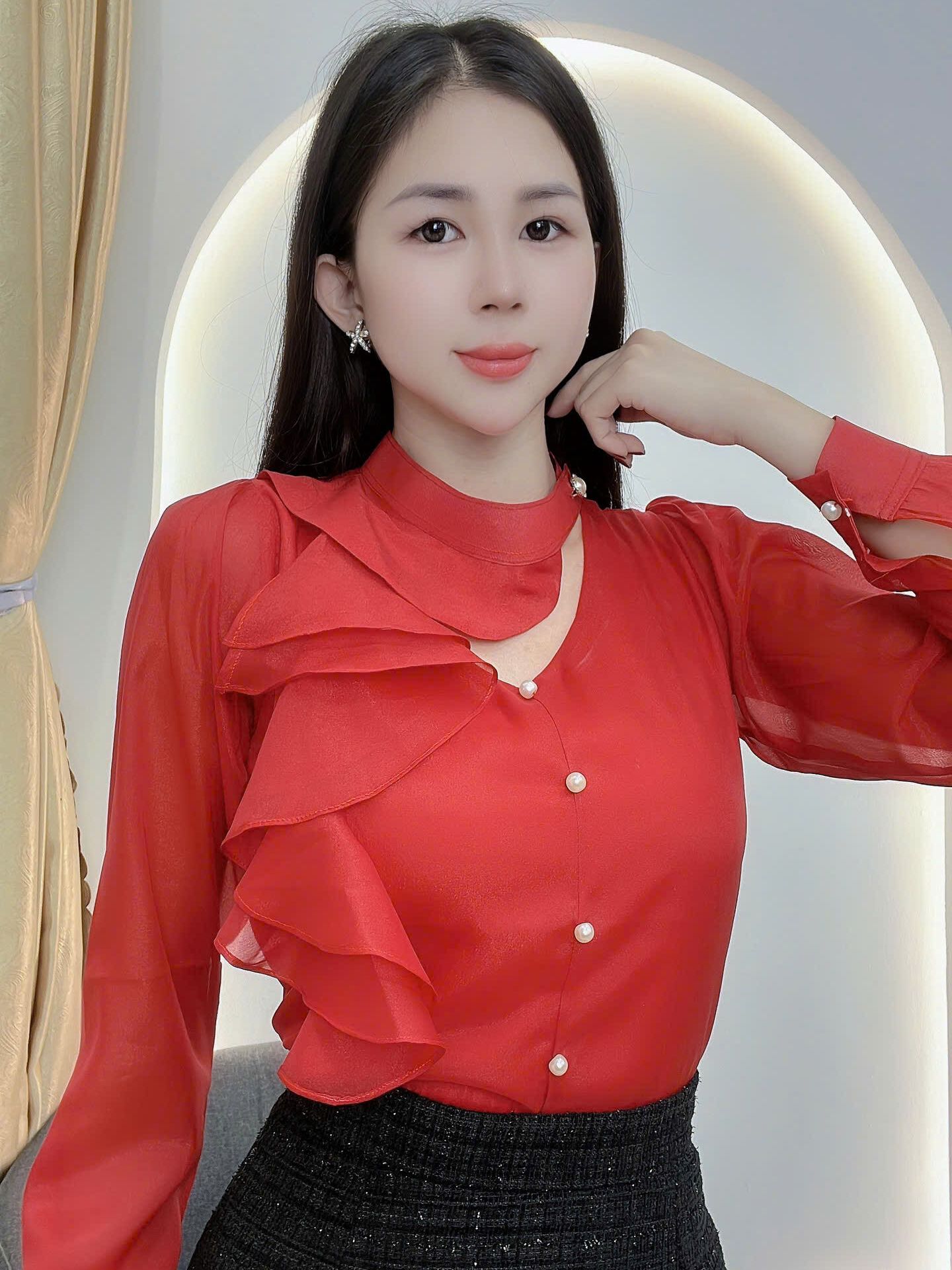 AN32- ÁO KIỂU CÔNG SỞ BÈO 1 BÊN