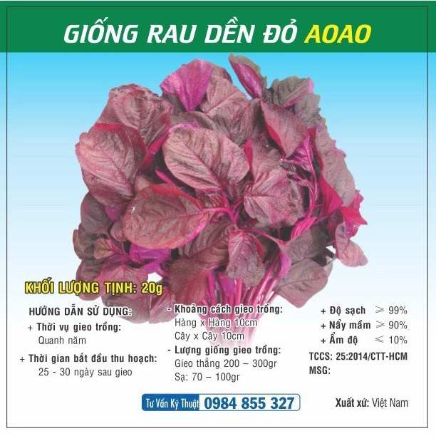Hạt giống rau Dền Thuận Nông TN 20g >90% quanh năm chất lượng cao