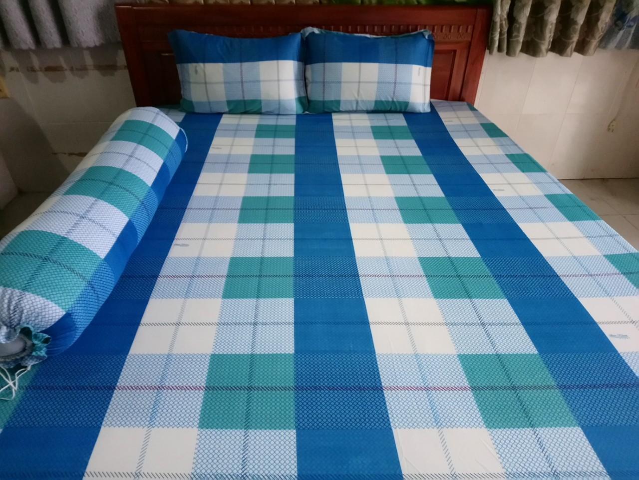 Bộ dra thun lạnh hàn quốc 1m8 x 2m ( 1 dra + 3 áo gối)