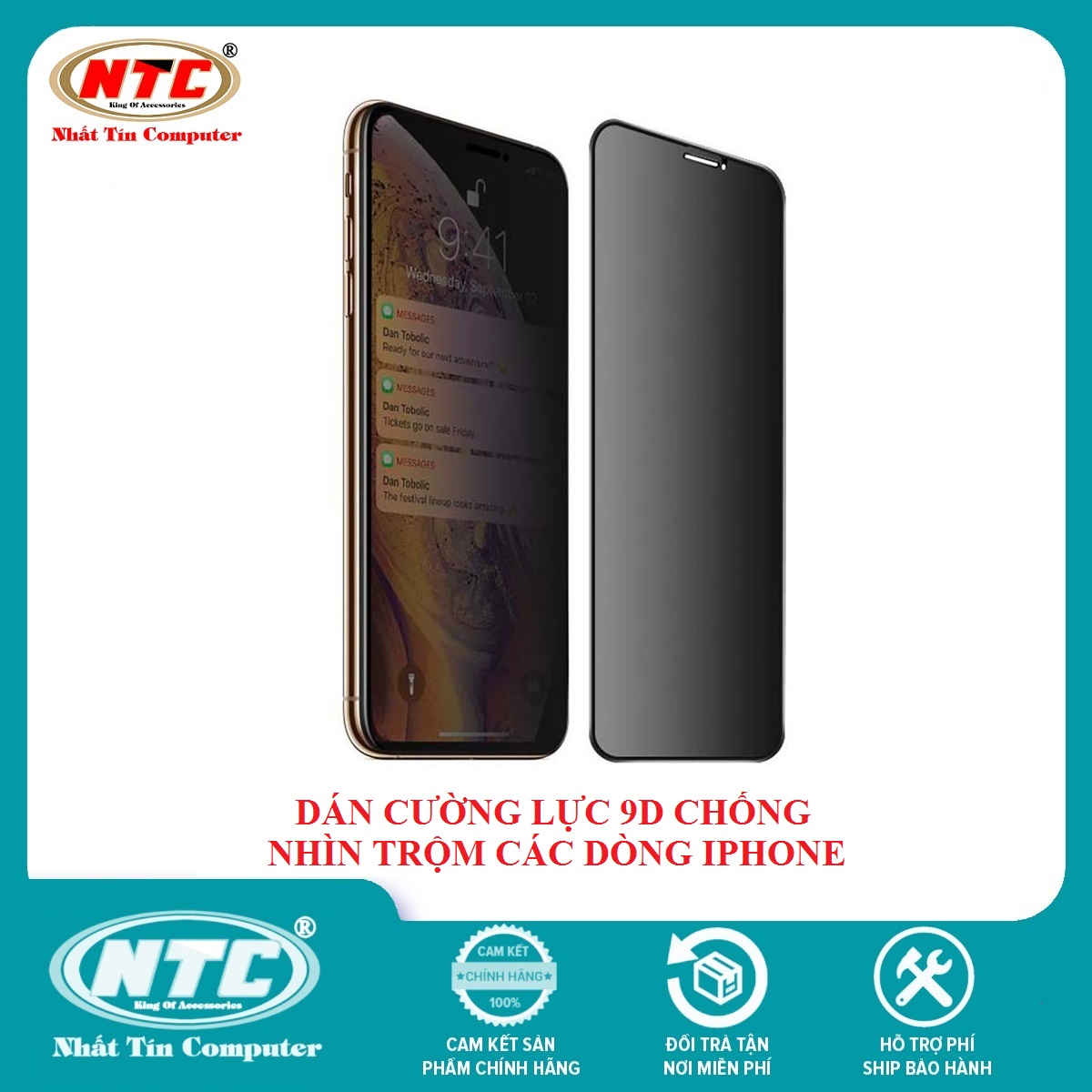 Kính cường lực Chống Nhìn Trộm 9D full màn hình cho các dòng iPhone từ 7 đến 15 Pro Max - Nhất Tín Computer