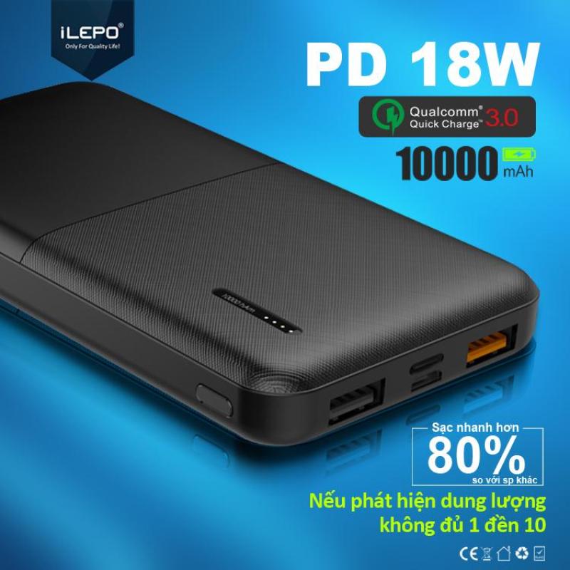 Giá Pin sạc dự phòng 10000mAh 1 cổng sạc nhanh QC 3.0, 1 cổng Type C Power Delivery 18W, hỗ trợ sạc vào bằng cổng TYPE C, mỏng nhẹ có thể mang theo mọi nơi bảo hành 12 tháng IL1028K