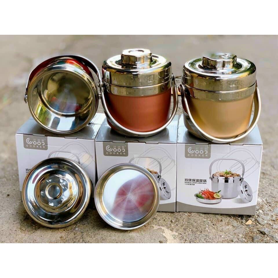Cặp lồng inox 304 Hàn Quốc, dung tích 1,3L. (MIỄN PHÍ GIAO HÀNG)