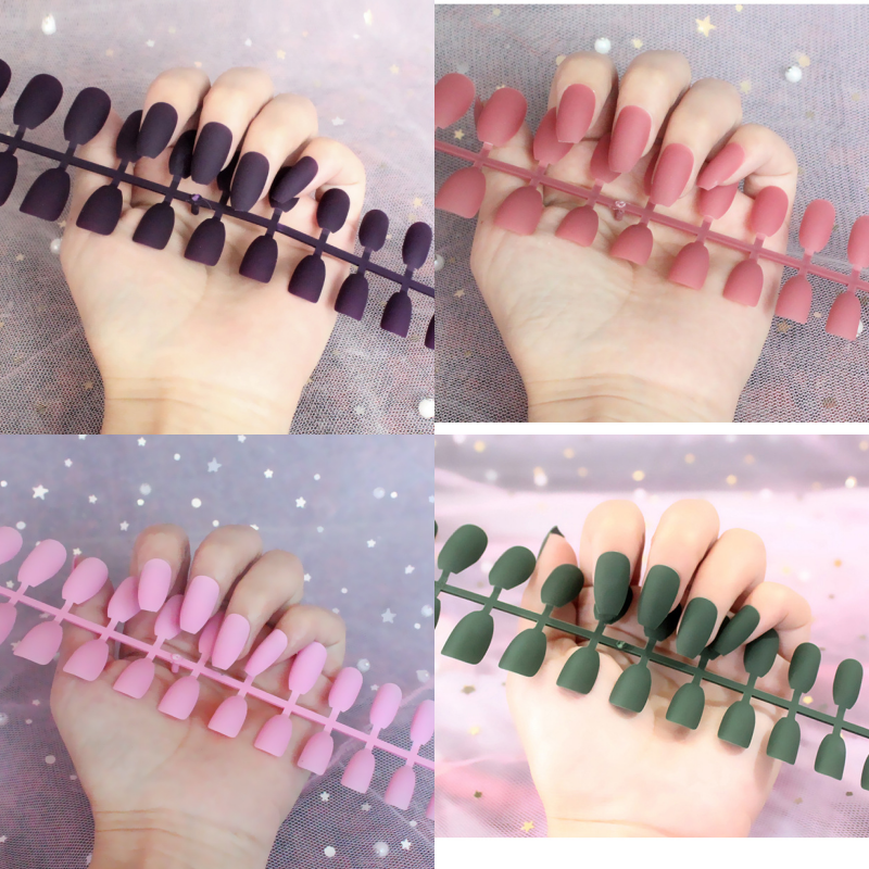 Bộ 24 Móng Tay Giả Dài Siêu Hot Chống Nước Nhiều Màu Sắc Siêu Hot
