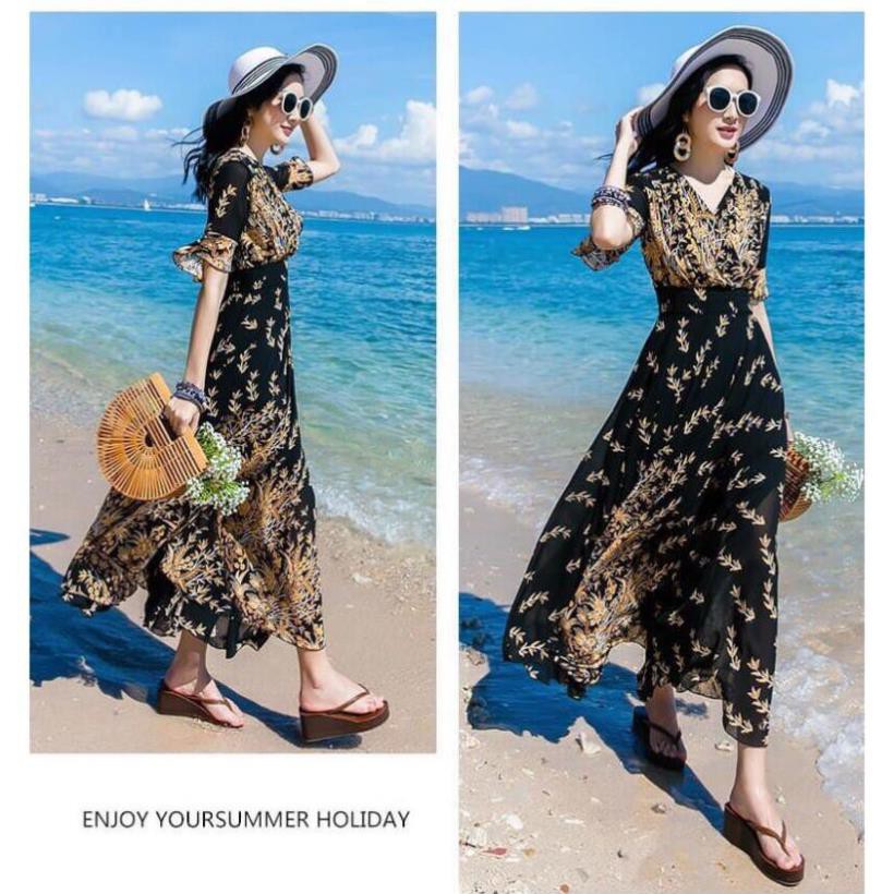 Đầm Maxi Hoa Nhí Dáng Dài Thướt Tha Cao Cấp