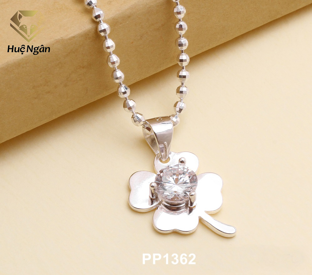 Bộ dây chuyền liền mặt trang sức bạc ý s925 bạc xinh - cỏ bốn lá may mắn pp1362
