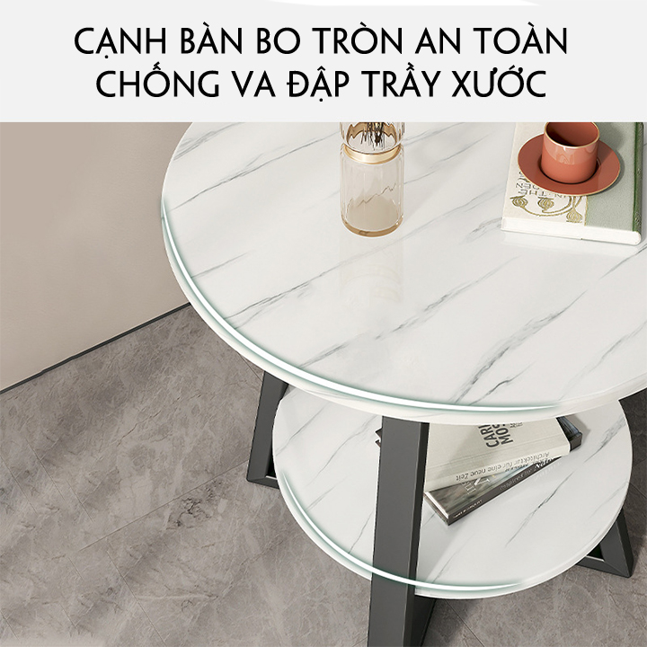 Bàn trà 2 tầng, bàn trà sofa vân đá cẩm thạch