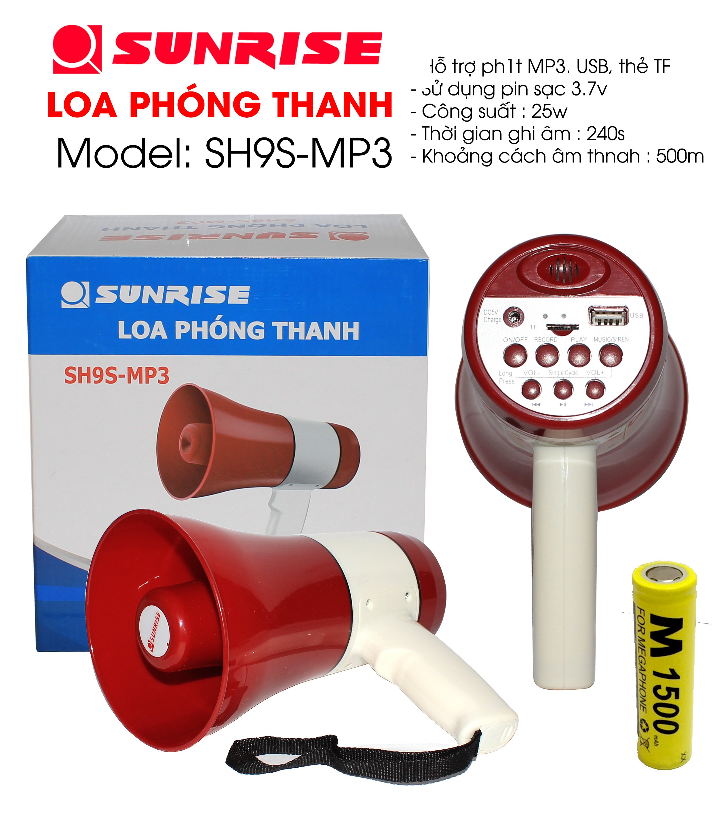 Loa phóng thanh sunrise sh9s-mp3