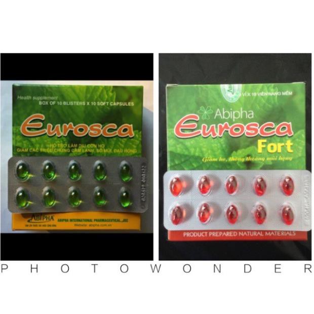 Eurosca Dùng điều trị các chứng ho, đau họng, sổ mũi, cảm cúm. Sát trùng đường hô hấp-Vỹ xanh