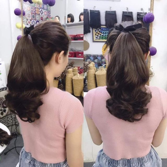 Tóc giả cột 💄 FREESHIP 💄 tóc giả cột xoăn ngắn 35cm