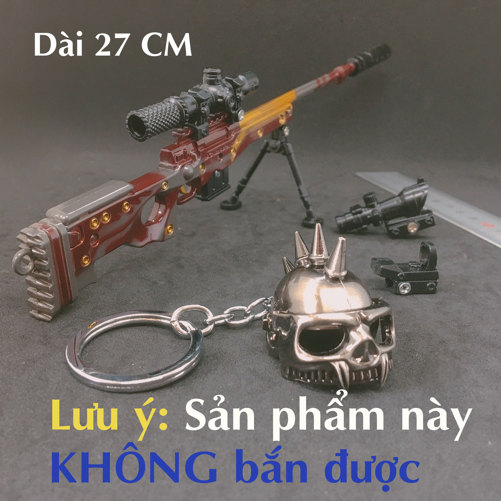 Bộ 2 Mô Hình AWM Red 3 Scope Và Mũ 3 Trong PUBG