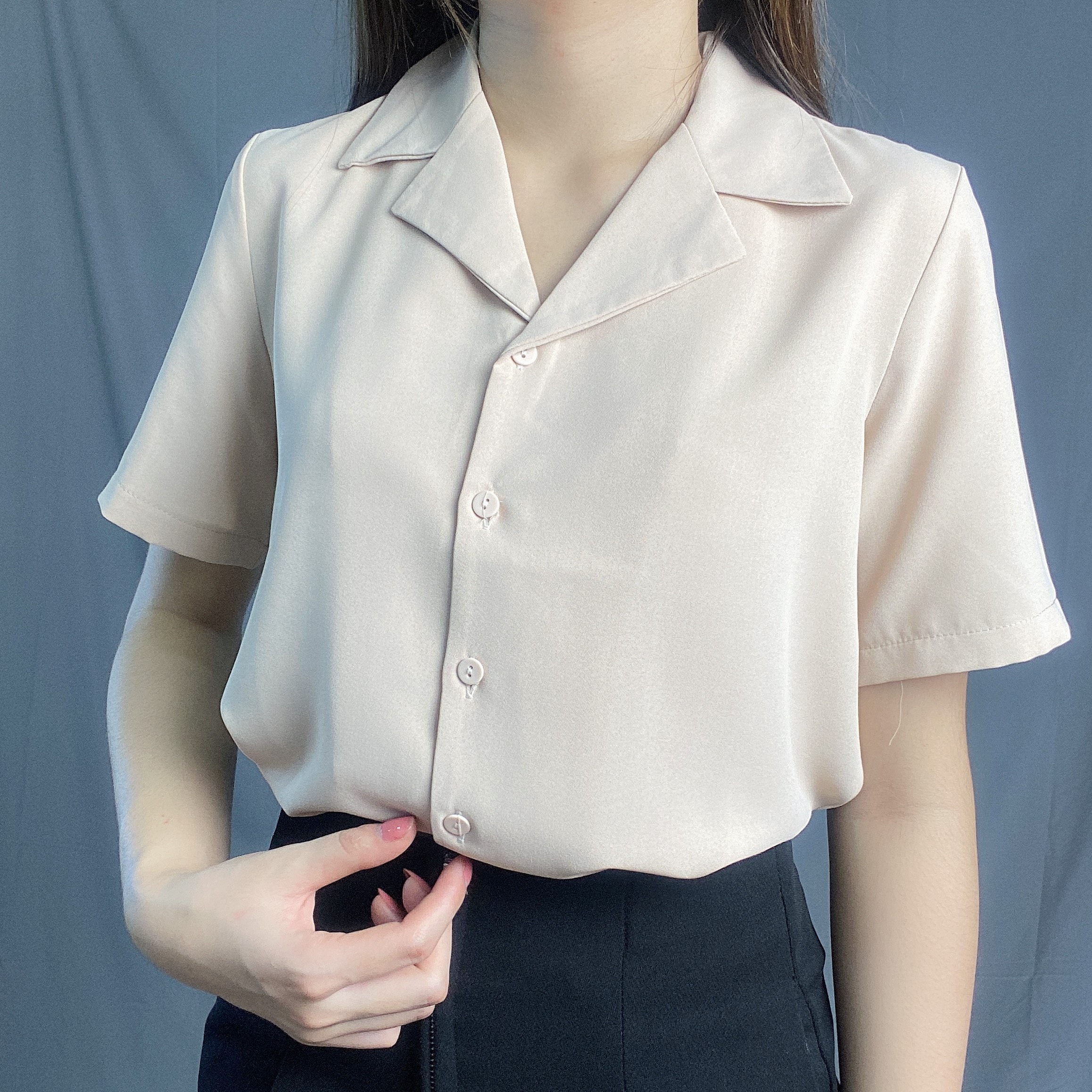 Áo Sơ Mi Cộc Tay Cổ Vest