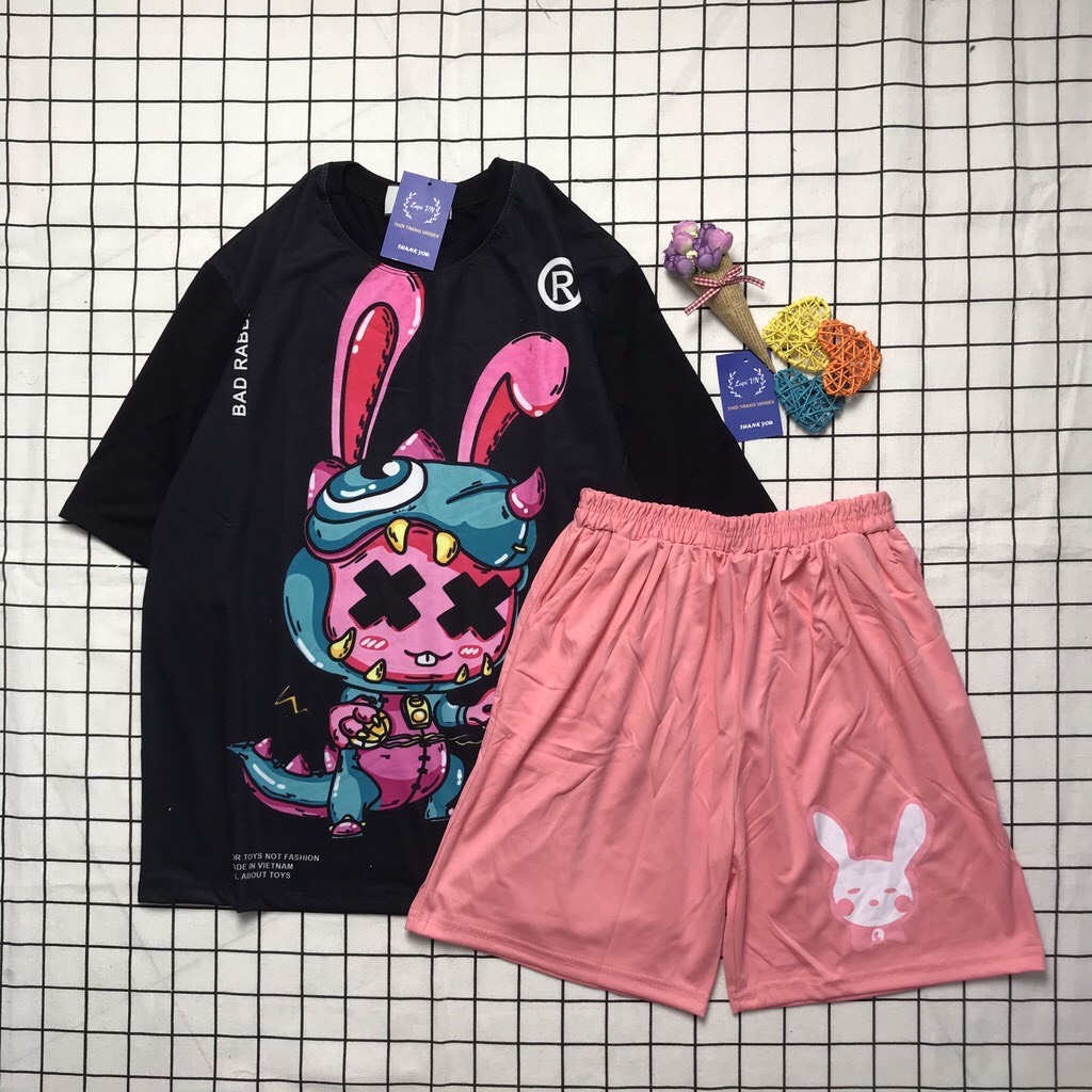 Đồ Bộ Hoạt Hình Thỏ KAWAI Cực Xinh  Vải Coton Mát Mẻ Đồ Bộ Unisex  Đồ Bộ Dễ Thương Đồ Bộ Mặc Nhà TTSLB0099