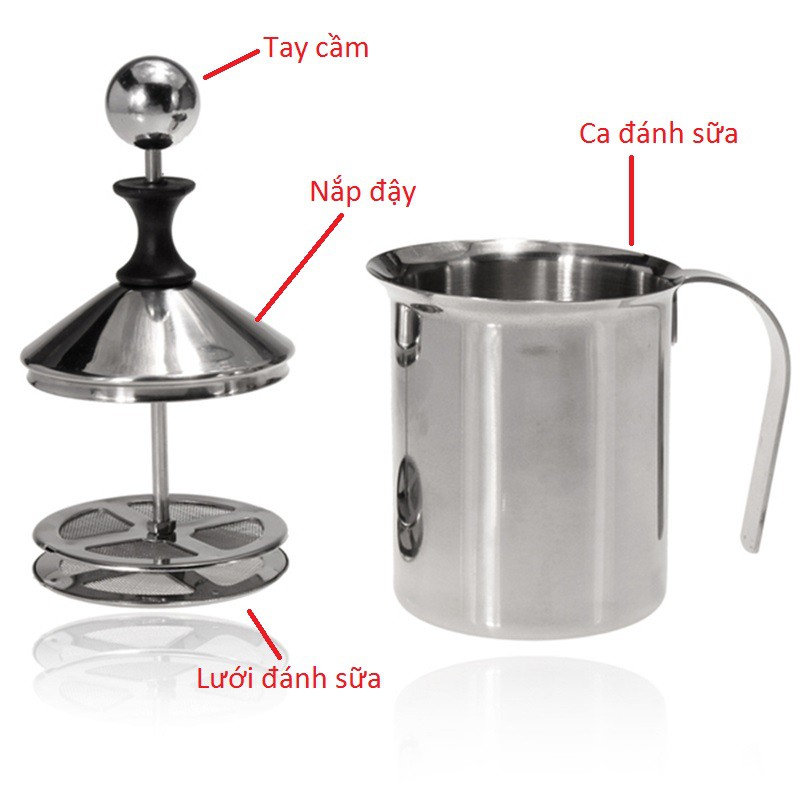 [Sỉ] Ca Đánh Bọt Sữa Lạnh Latte Inox 2 Lớp 400ml - 800ml (Bình Sục Sữa Lạnh Inox Làm Cà Phê Bọt)