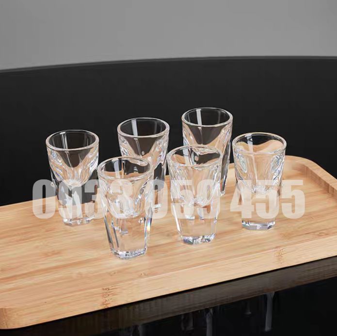 Bộ 6 ly rượu shot thủy tinh đế dày 20ml, ly cốc uống rượu thủy tinh, ly sot, chén uống rượu đế dày sang trọng