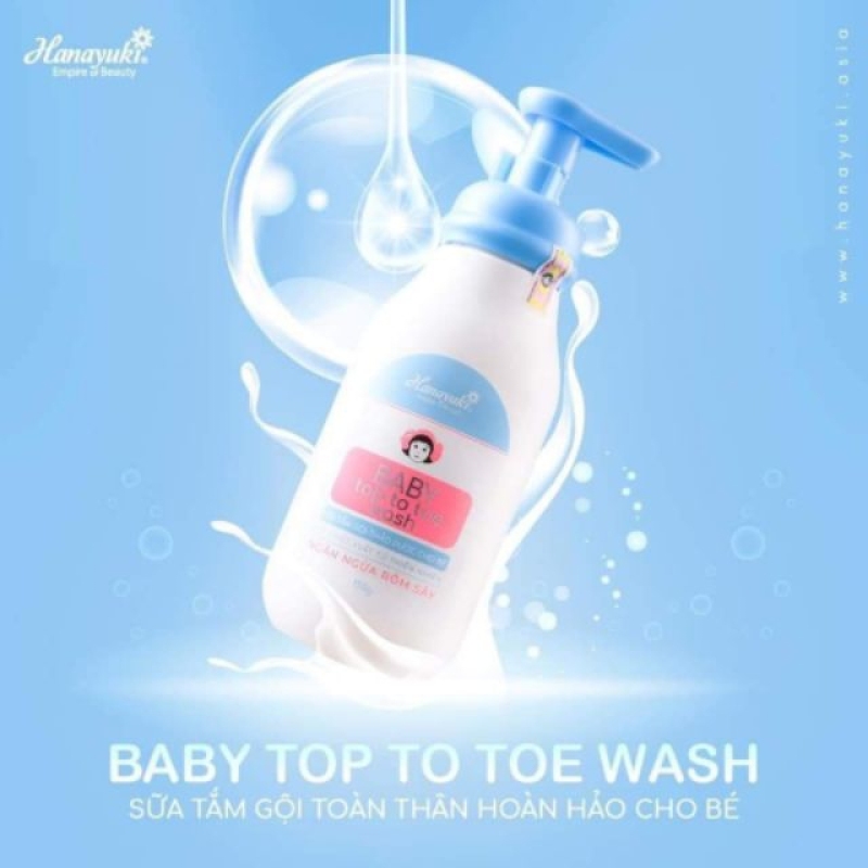 Sữa Tắm gội thảo dược Baby HANAYUKI - Top To Toe Wash Mẫu Mới (Chính Hãng)