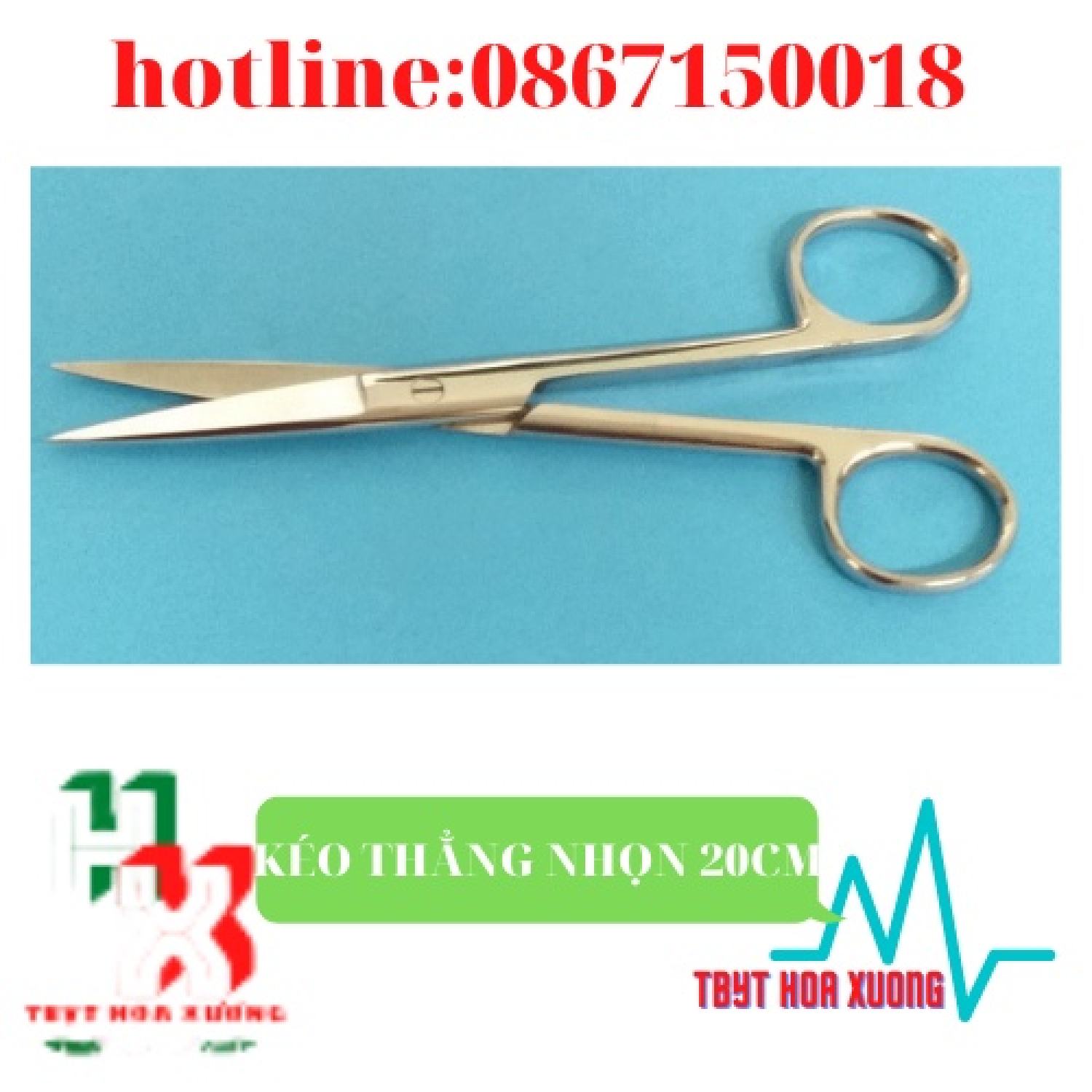 Kéo Y Tế Thẳng Nhọn 20cm - Kéo Cắt Chỉ