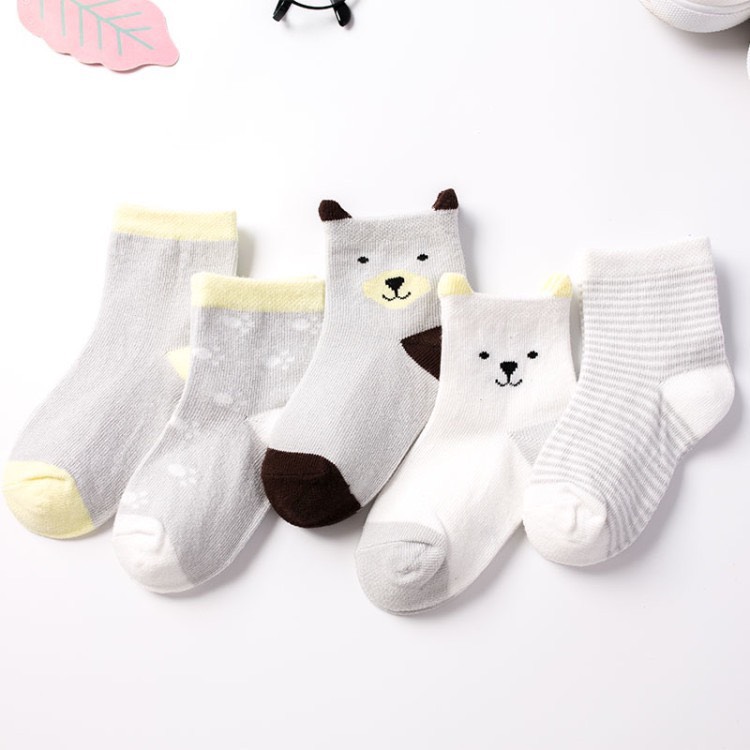 Set 5 tất lưới hè thu cao cấp cổ cao cho bé