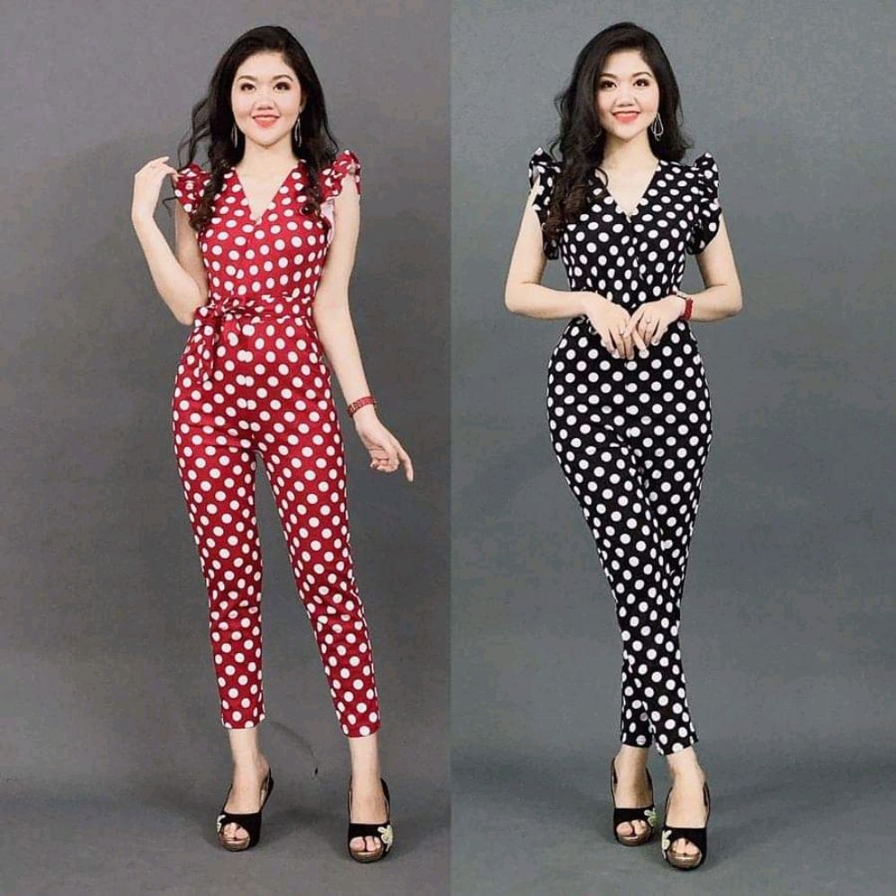 Jum chấm bi tay cánh tiên cột eo xinh xắn