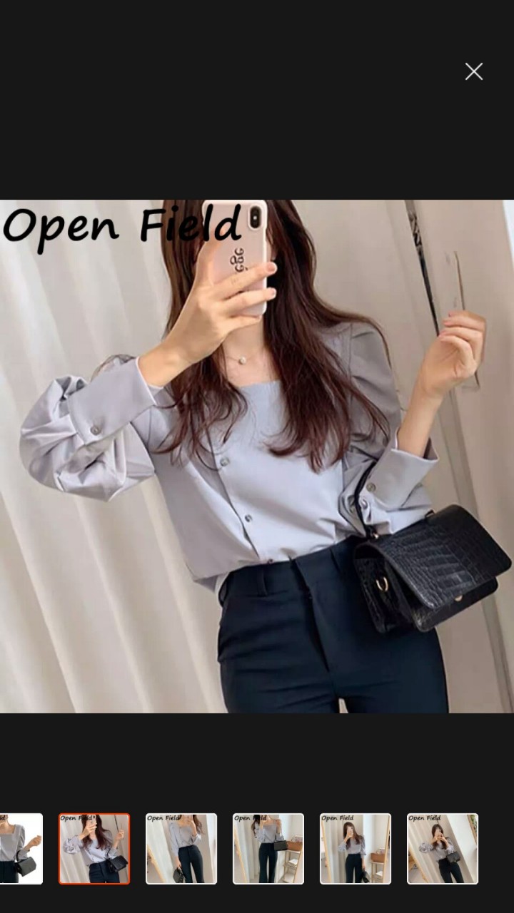 [HCM]ÁO CỔ VUÔNG PHỐI NÚT