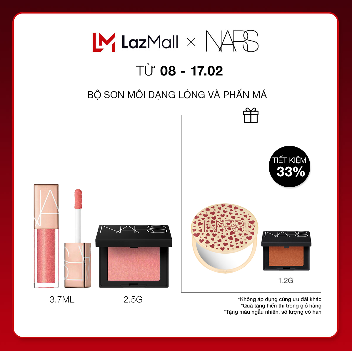 Bộ son môi dạng lỏng và phấn má hồng NARS Mini Orgasm Blush & Lip Duo