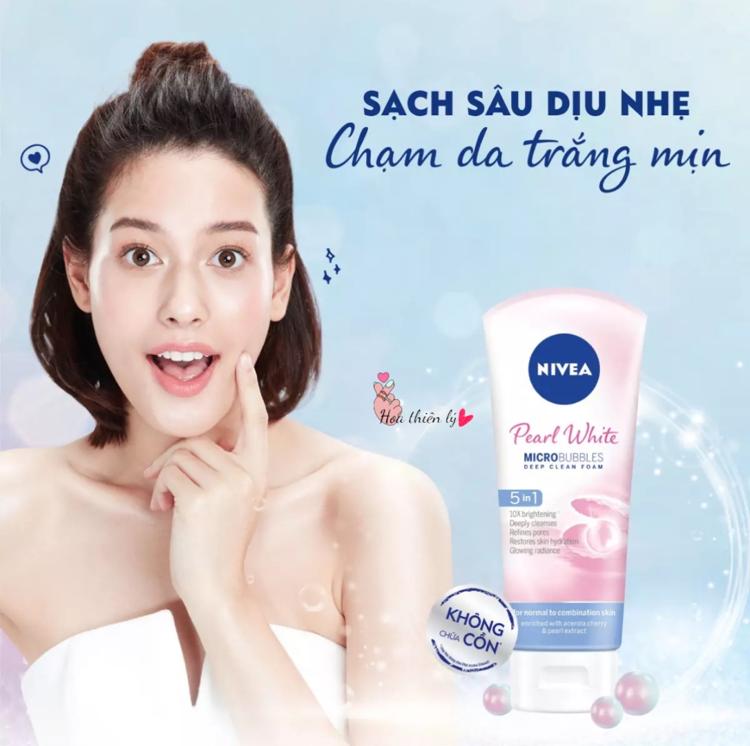 Sữa rửa mặt NIVEA Pearl White giúp trắng da ngọc trai (100g)