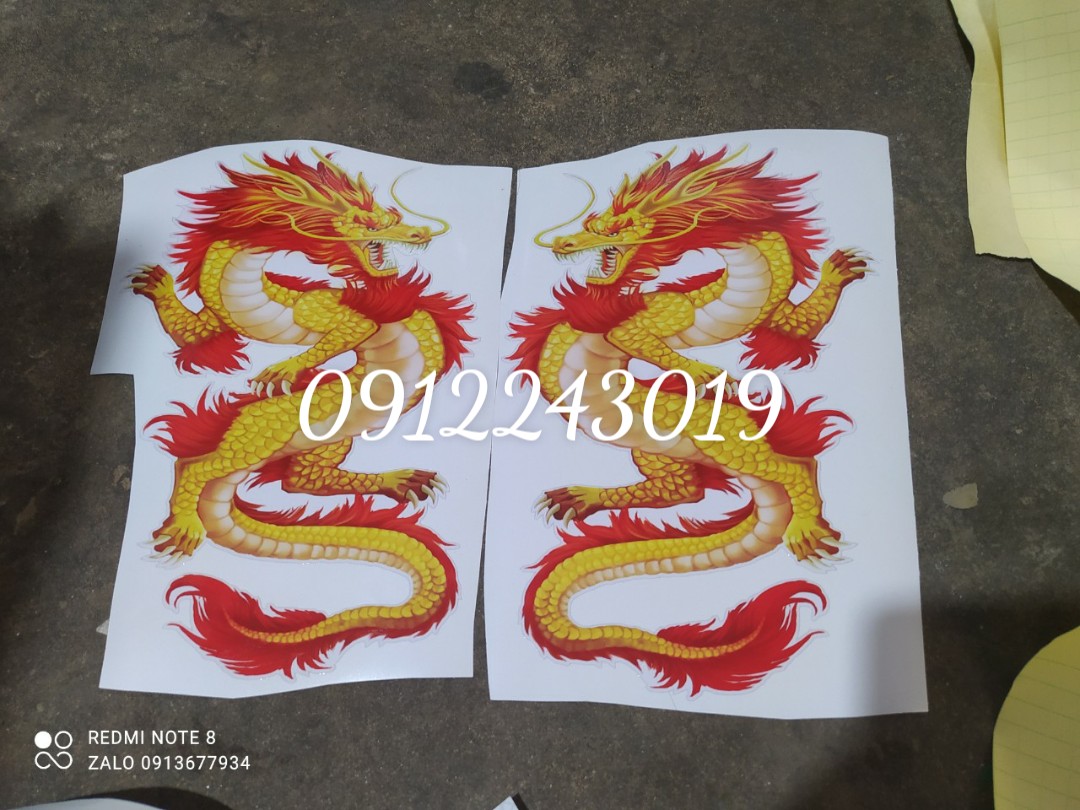 CẶP TEM RỒNG ĐỨNG DECAN DÁN TRANG TRÍ  XE Ô TÔ, XE TẢI(SL:2 TEM)