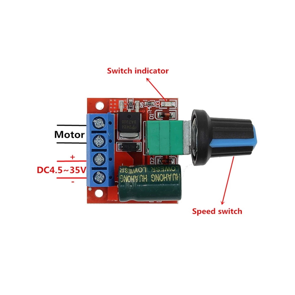 Module Điều Khiển Động Cơ PWM 5A 3V-35V (Chiết Áp Công Tắc)