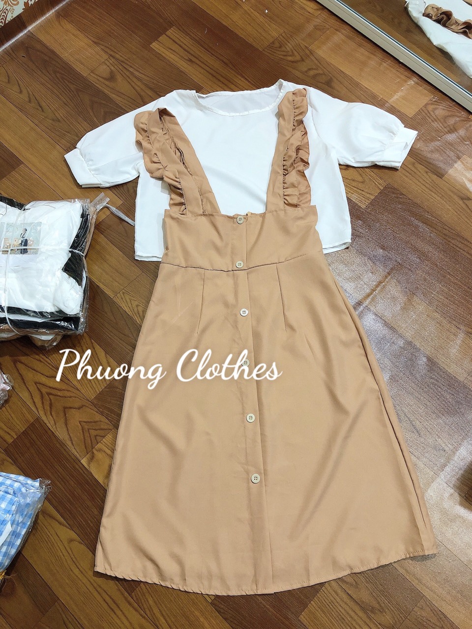 Set đầm yếm nữ áo rời dây dúng siêu xinh [Ảnh thật shop chụp]