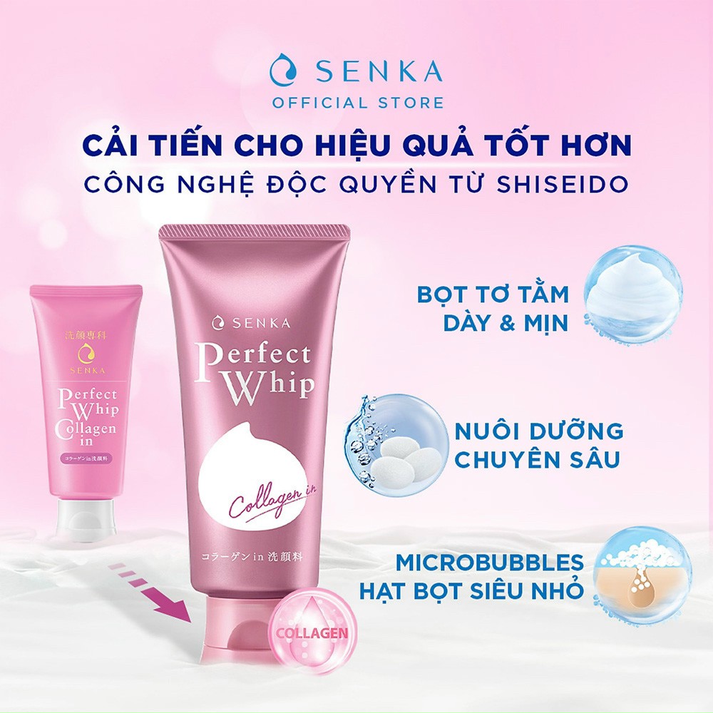 Sữa rửa mặt tạo bọt senka chiết xuất đất sét - perfect white clay - 120g