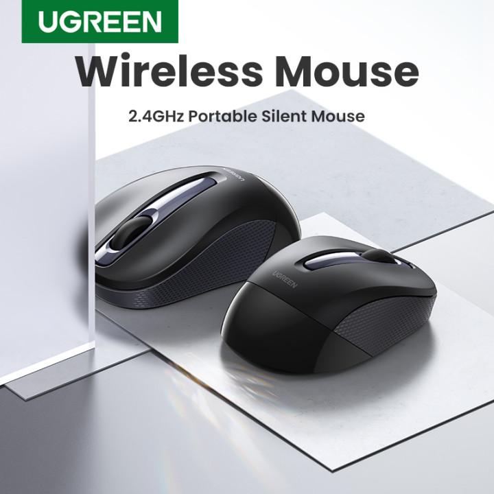 【2.4G】UGREEN MU003 Chuột không dây USB thiết kế Im lặng công thái học 2400 DPI không gây tiến ồn dành cho máy tính xách tay PC Model:90371