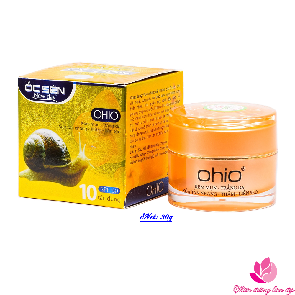 Kem trị mụn, trắng da, xóa thâm, liền sẹo 10 tác dụng Ốc Sên OHIO New Day.