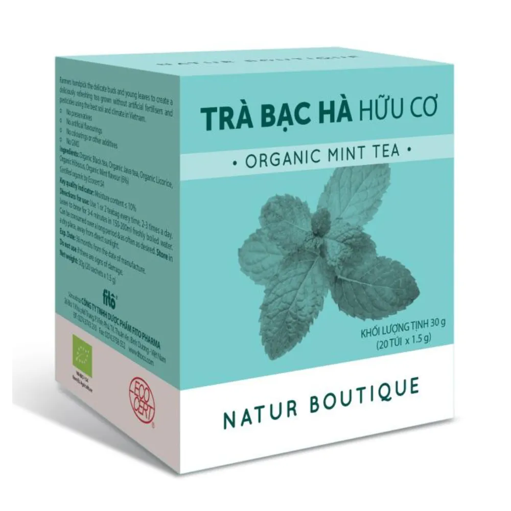 Trà Bạc hà hữu cơ, 20 túi lọc (Organic Mint Tea, 20 Teabags)