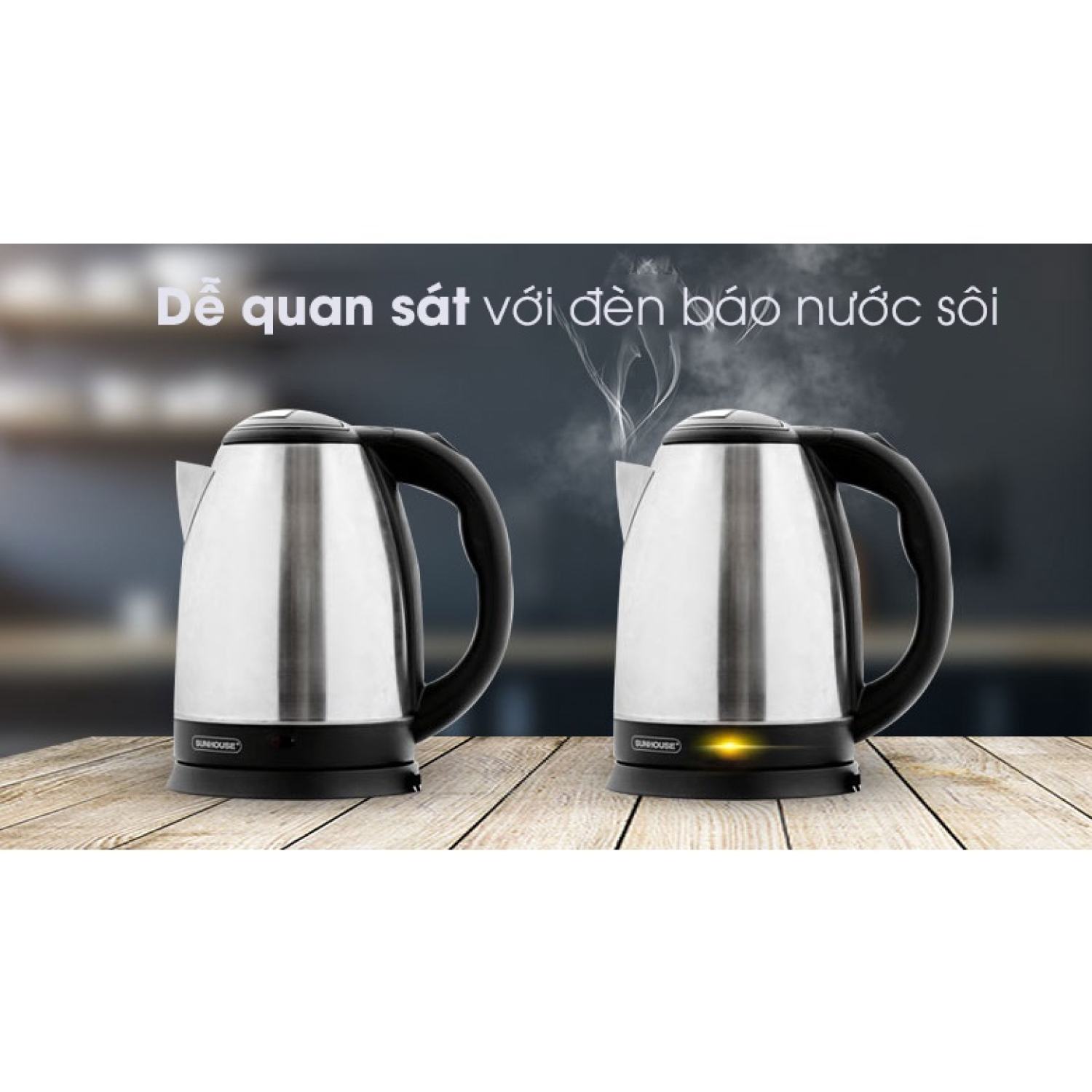 Ấm siêu tốc inox SUNHOUSE SHD1182