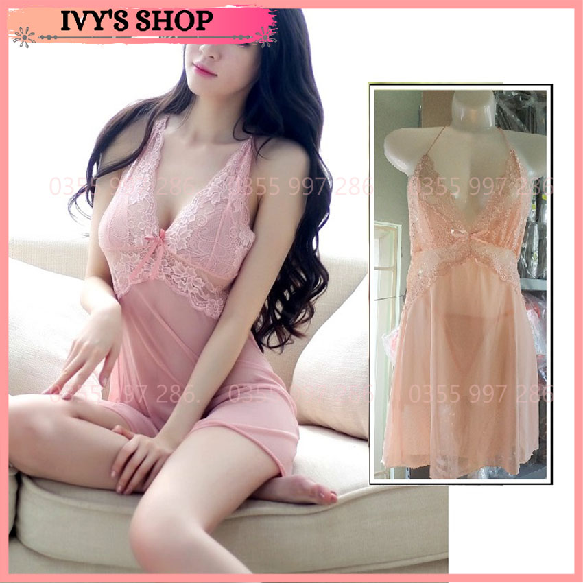 Váy Ngủ 2 Dây Hở Lưng Gợi Cảm, Đầm Ngủ Quảng Châu Voan Xuyên Thấu mã VN1210. Có ảnh thật