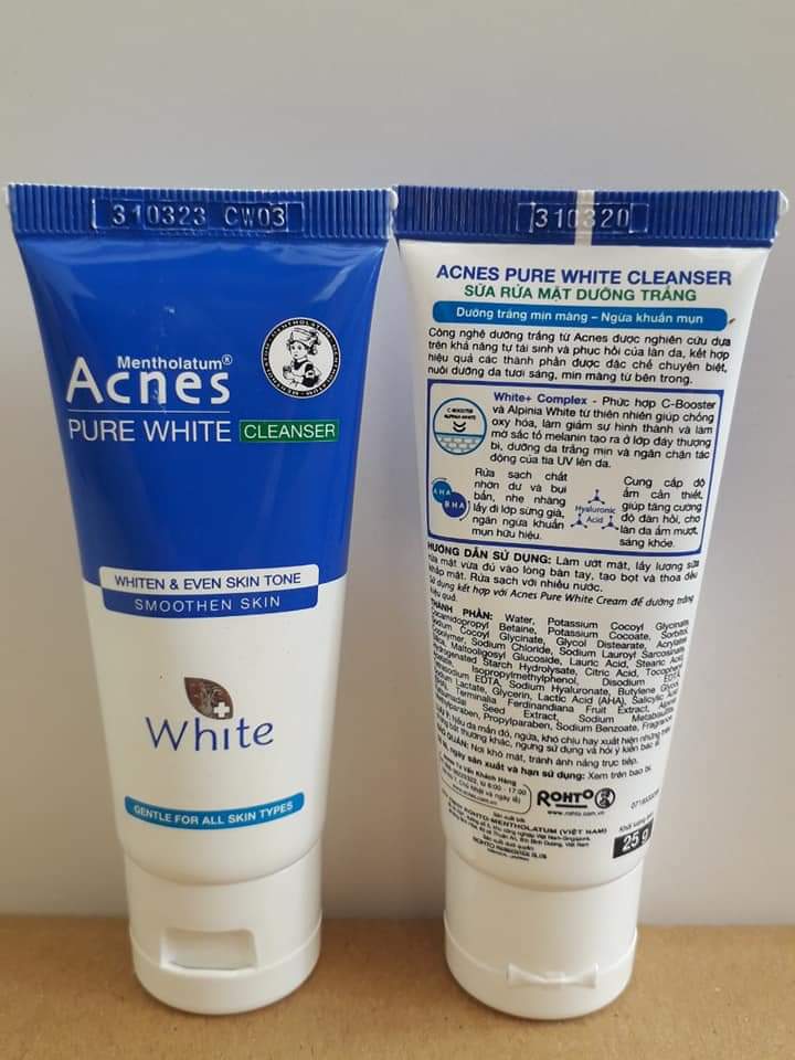 Sữa rửa mặt dưỡng trắng Acnes Pure White 25g