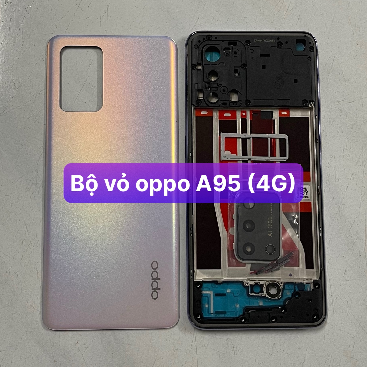 Bộ vỏ oppo A95 bản 4G , kèm khay sim,phím,kính camera