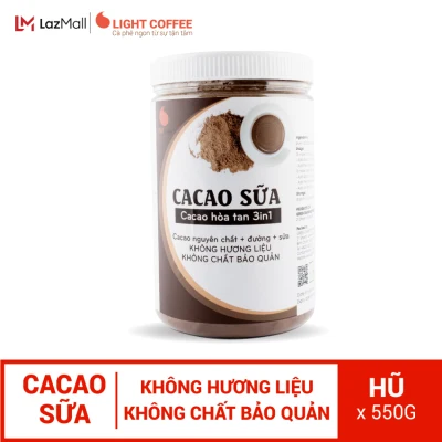 Bột cacao sữa 3in1 Light Cacao hỗ trợ tăng cân, vị đậm đà, thơm ngon, không hương liệu - Hũ 550gr