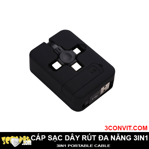 Cáp Sạc USB 3in1 Rút Gọn Đa Năng