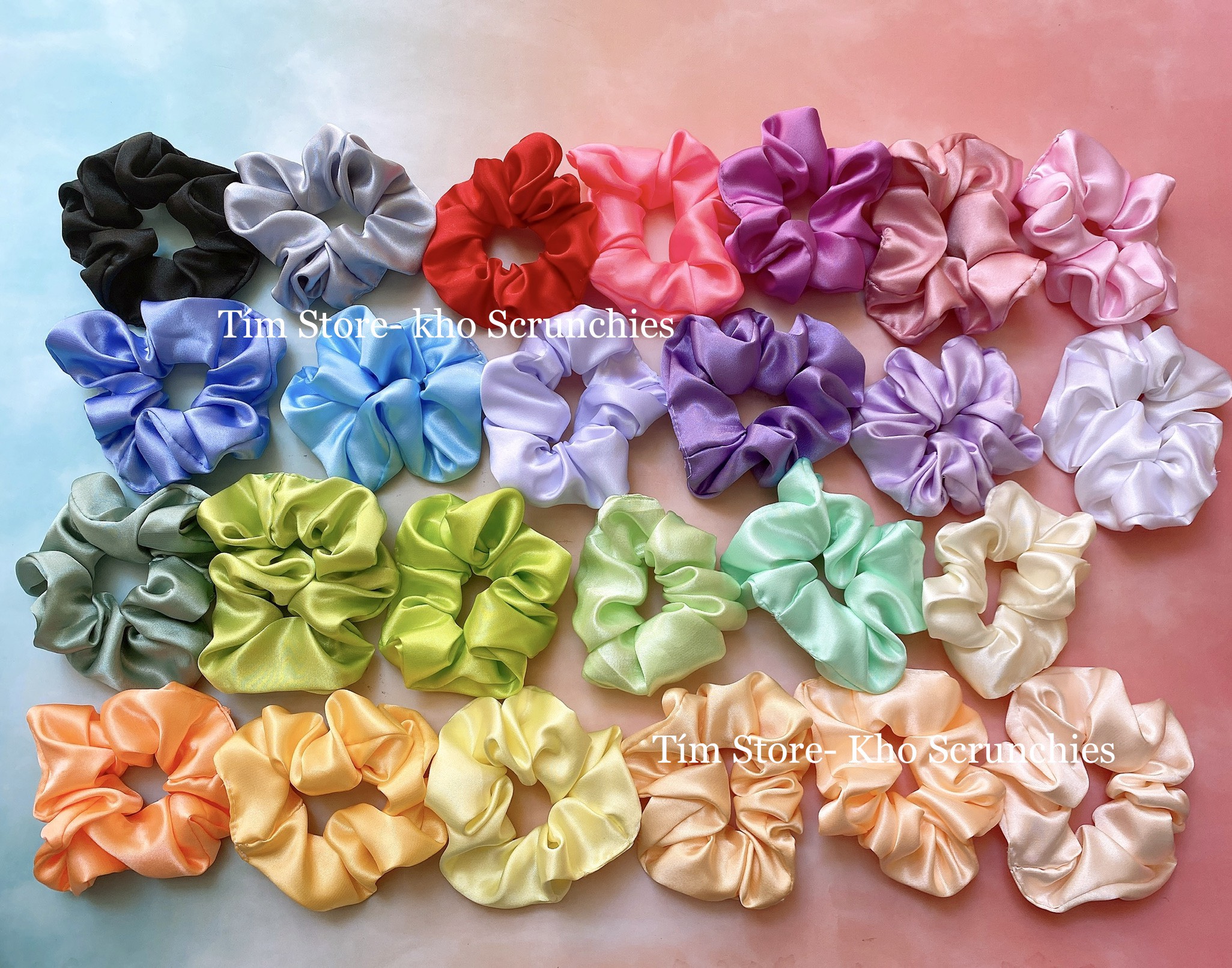 SCRUNCHIES SATIN BÓNG CỘT TÓC VẢI THỜI TRANG NỮ