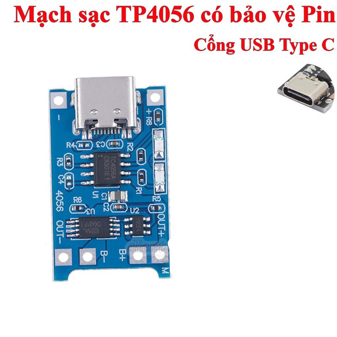 Mạch Sạc Pin TP4056 Cổng TYPE-C USB Có bảo vệ
