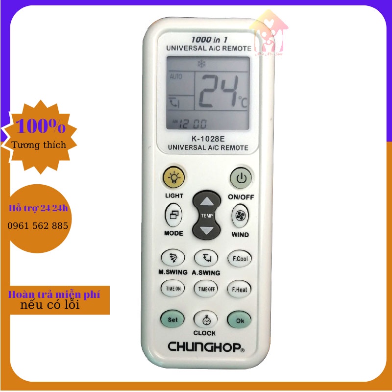 Điều khiển điều hòa đa năng k1028 chunghop