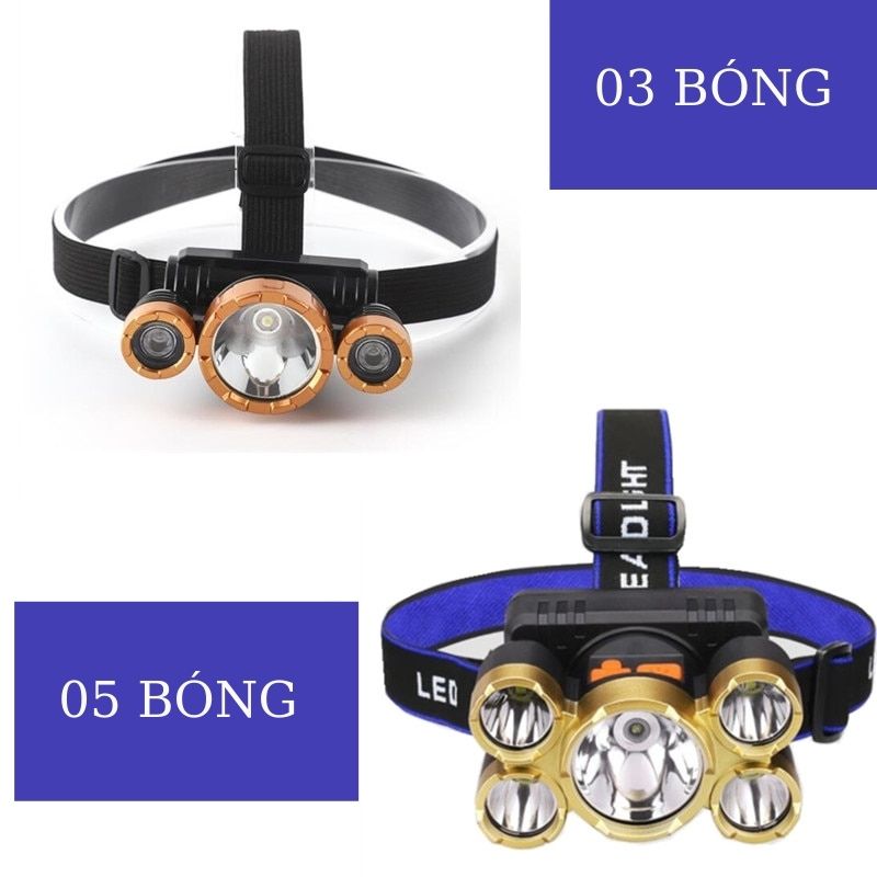 Đèn pin đội đầu 5 bóng, 3 bóng, 1 bóng