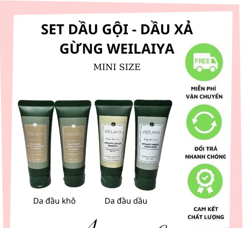 Set gội xả mini tinh chất gừng hà thủ ô weilaiya màu ngẫu nhiên