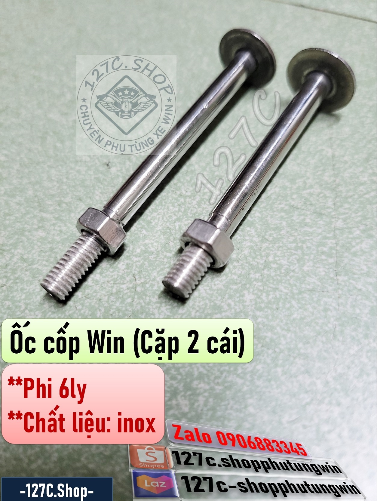 [HCM] Cặp ốc Cốp Win 100 Win 125 inox (Cặp 2 cái)