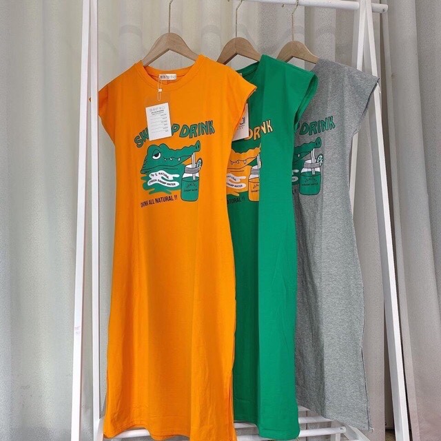 váy thun suông in hình cá sấu cá tính