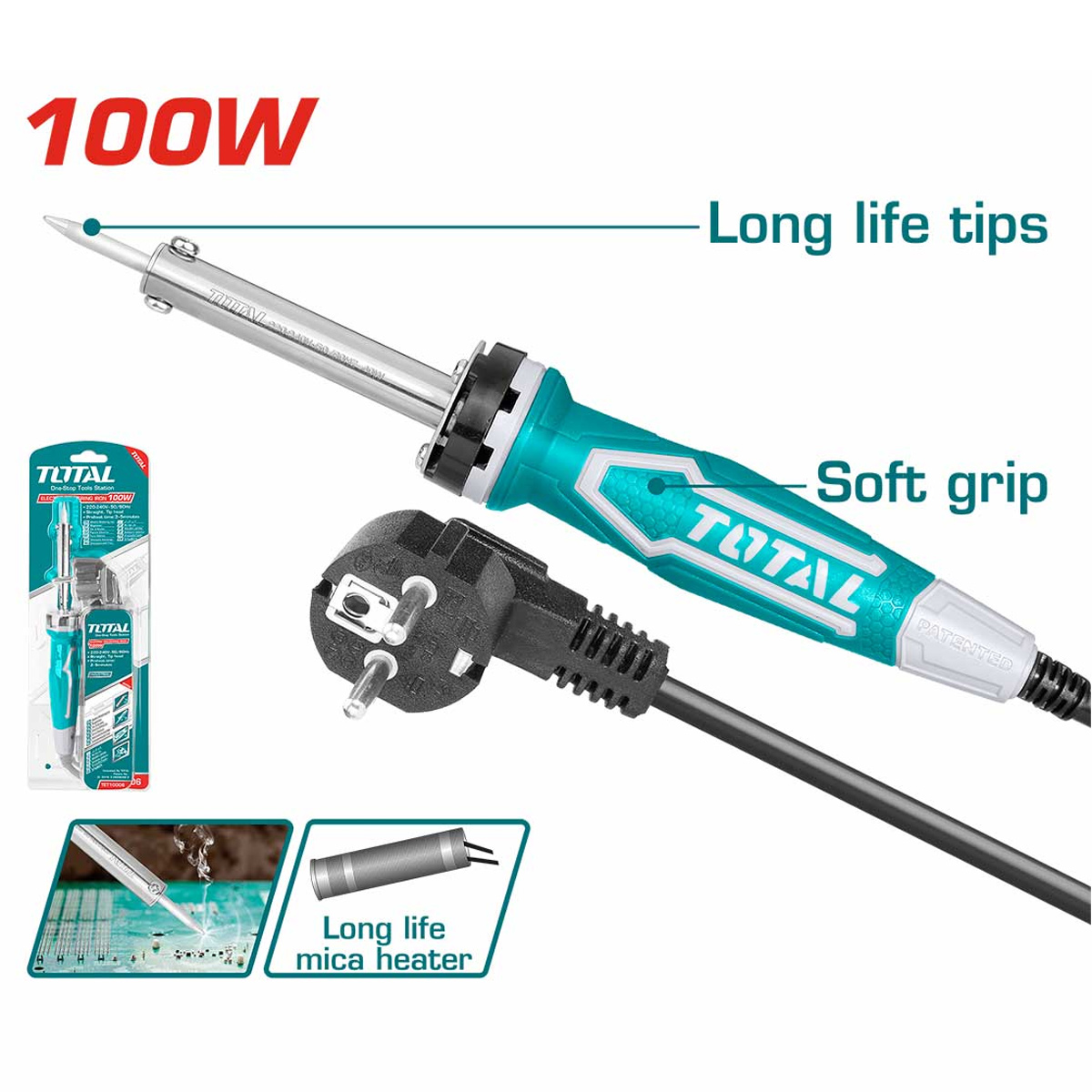 Total ingco soldering iron 40-100W Electronic soldering iron fast heating 3-5 min soldering iron tips with fast soldering iron, tin remover, durable material