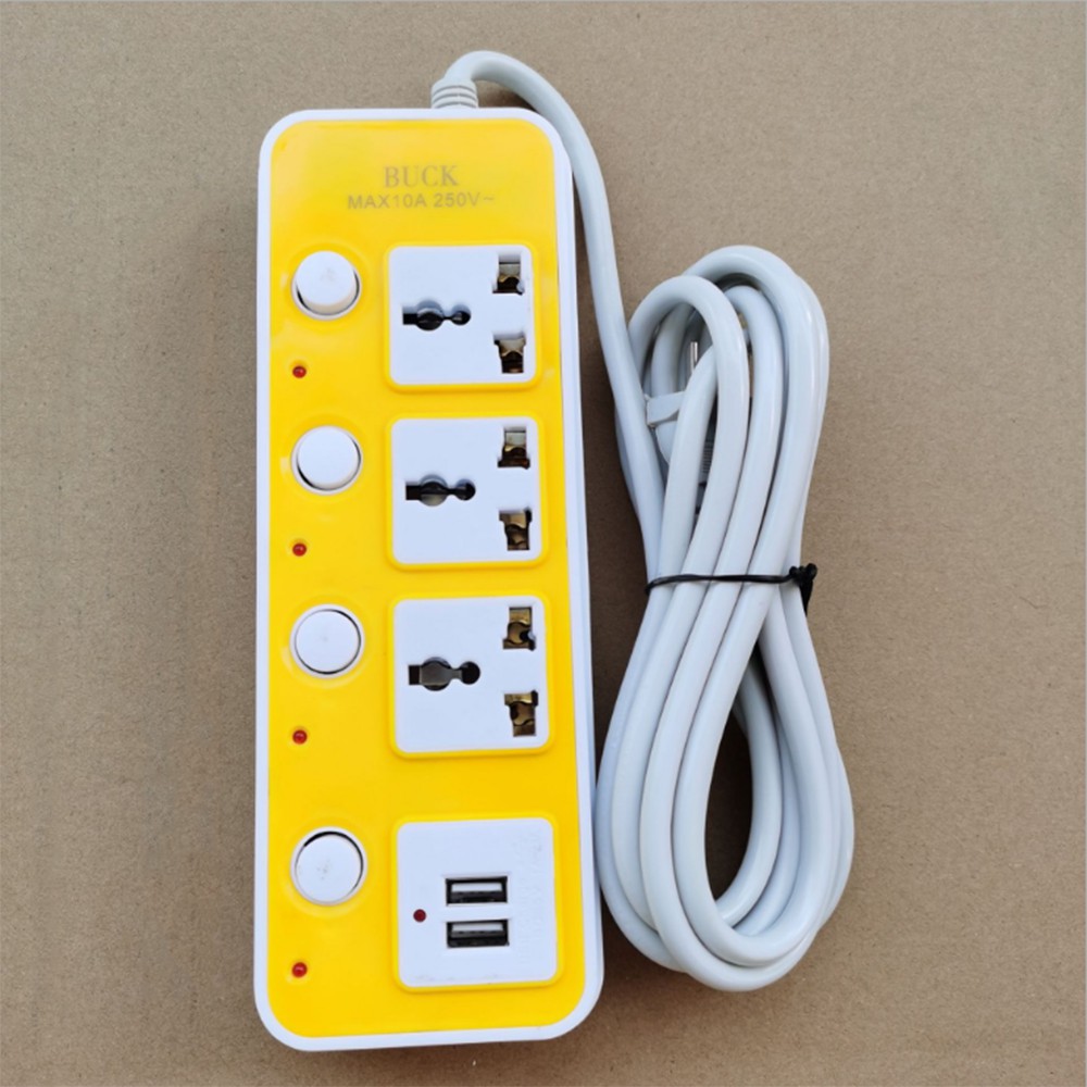 Ô cắm 2 chân 2 usb 3 mét phích cắm sạc đa năng tiêu chuẩn Hoa Kỳ - Ổ cắm chuyển đổi bằng đồng chịu nhiệt